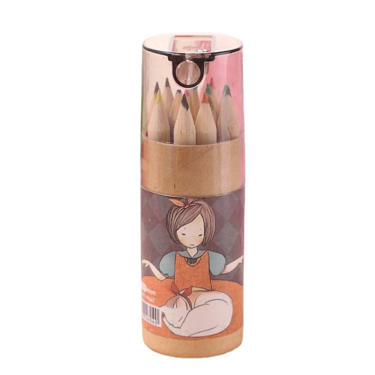 Children's 12-Color Cartoon Mini Colored Pencils Set for Elementary School Art