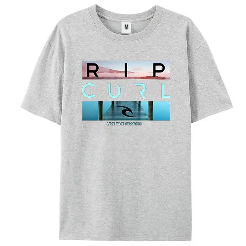 Selling Rip Live the Search Beauty Curl Logo Men's T-Shirt Summer Amazing Quality 100% Cotton White Top Tees Male New T-Shirt