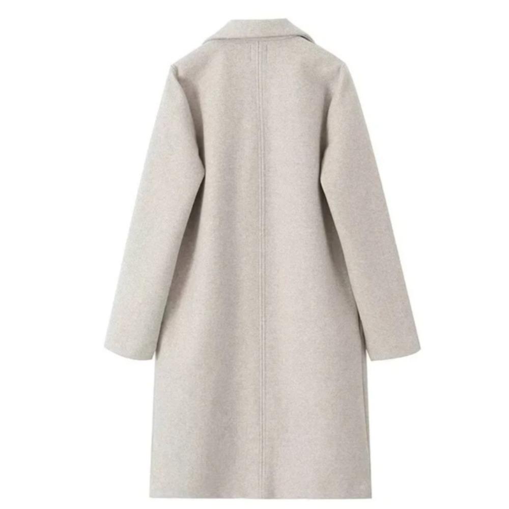 Women Fashion Solid Open Stitch Long Trench Coats Vintage V-Neck Full Sleeves Female Chic Lady Outfits