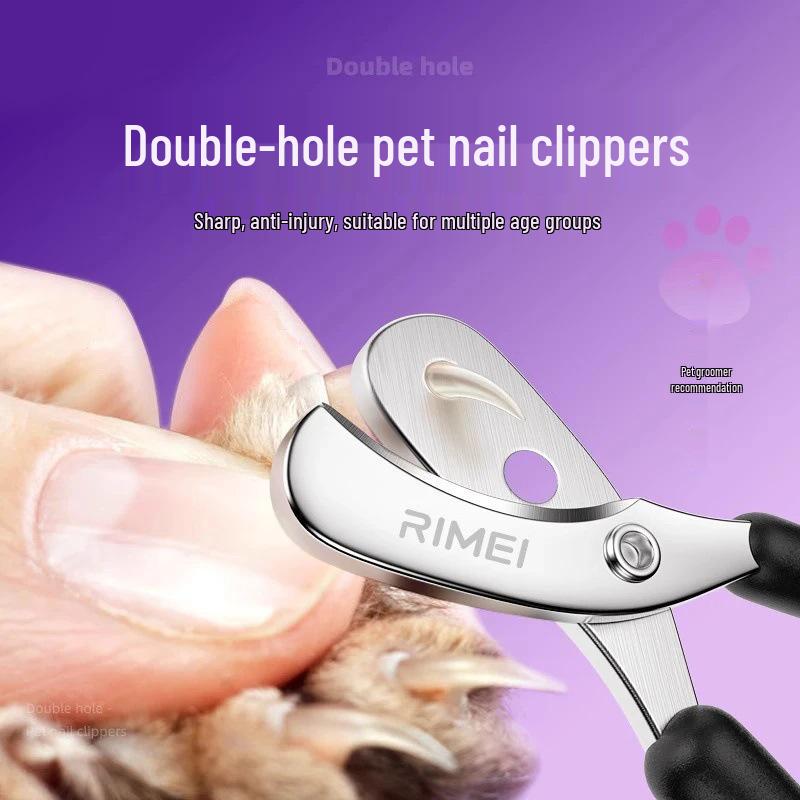 Pet Nail Clippers for Cats & Dogs - Single/Double Round Hole Design, Ideal for Grooming