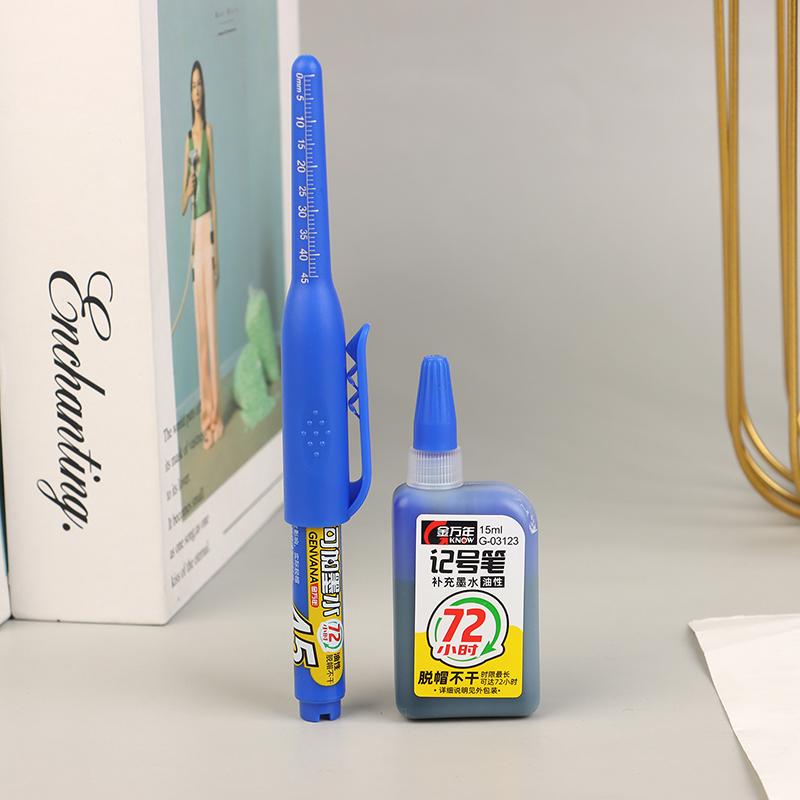 45Mm Deep Hole Marker Pens Long Nib Head Carpenter Pen Black/Blue/Red Ink Waterproof For Measuring Woodworking Hand Tools