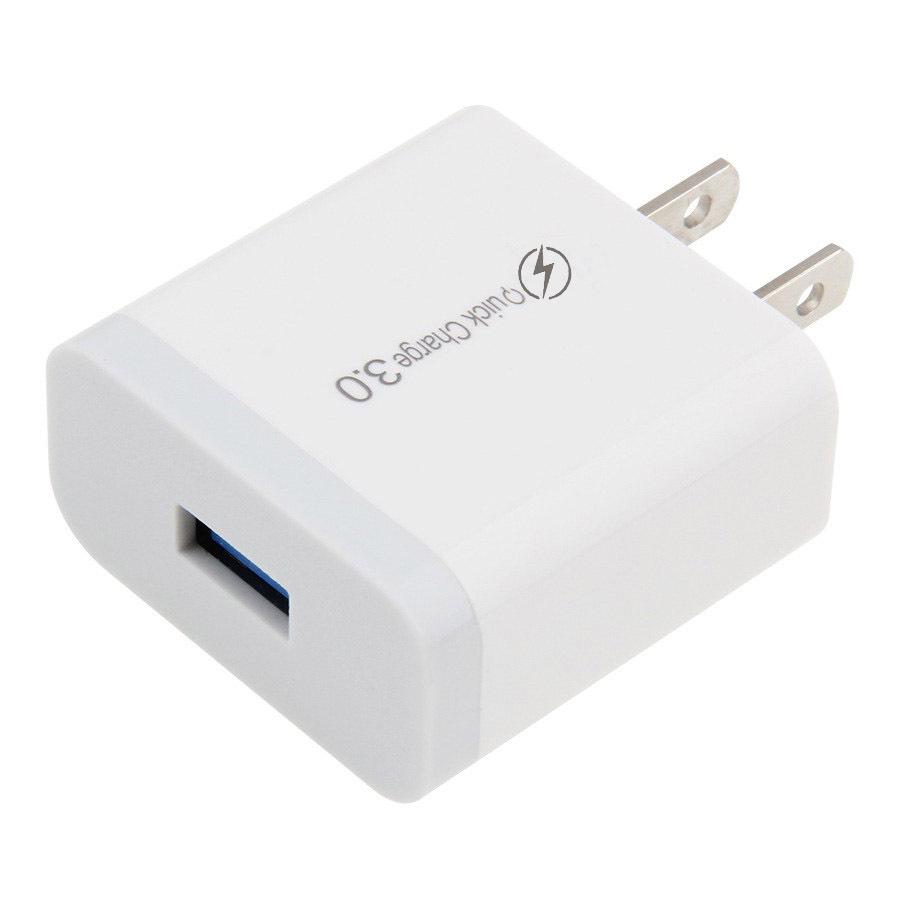 

QC3.0 Single USB Charger for Mobile Phones & Tablets - US/EU Plug, Travel-Friendly EU White