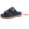 Fashion Fashion Double Buckle Denim Slippers Women New Comfort Thick Bottom Sandal Woman Summer Stylish Med Heel Platform Slides Mujer