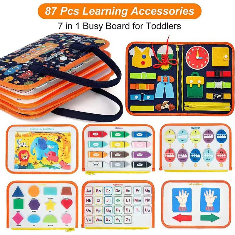 Educational Montessori Busy Board for Ages 3-6 - Sensory Toy for Early Learning Fine Motor Skills Development