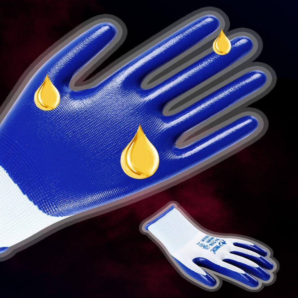 12Pairs Protection Work Gloves Fishing Latex Gloves Oil Resistant Industrial Gloves  Outdoor Sport