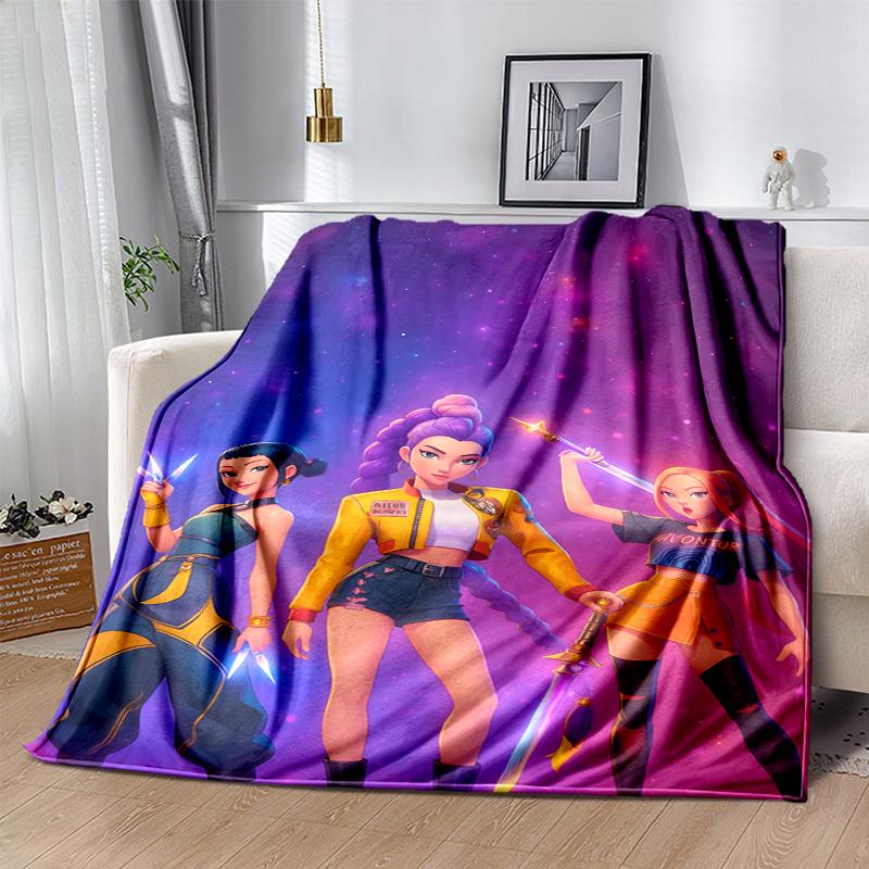 KPOP Hunter Flannel Blanket Soft Warm All-Season Throw, Design for Camping, Car Travel, Hiking Sofa, Bed, Office Perfect Gift for Parties