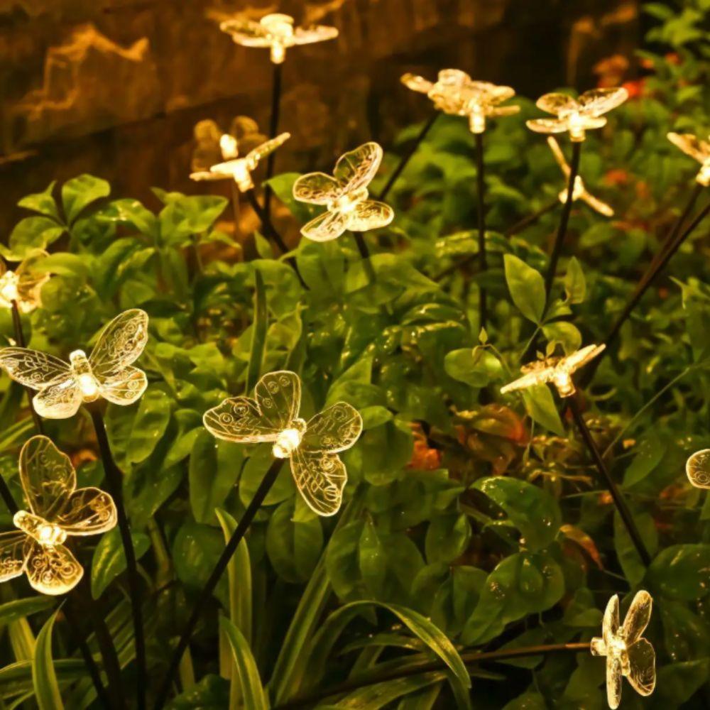 2 Modes Solar Butterfly Lights 6 LED Stake Lights Landscape Outdoor Decor Light Pathway