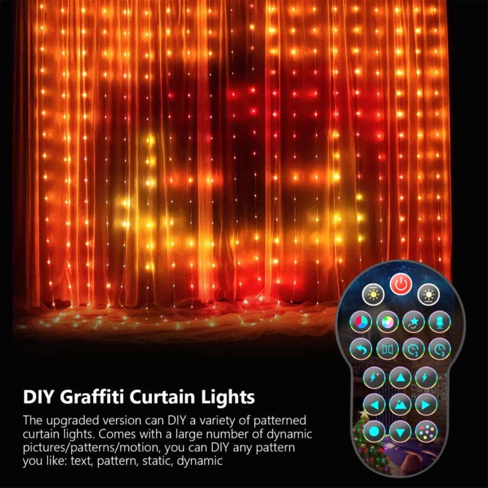 Curtain String Light Rgbic Dream Color Programmable Smart Led Window Fairy Lights For Christmas Wedding Bedroom Decor