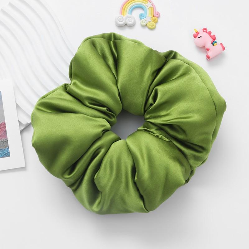 Silk Hair Tie Women 9.5cm Wide Satin Scrunchie With Soft Filling High Elasticity Handmade