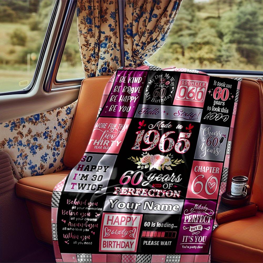 Happy 60Th Birthday Queen Blanket Personalized Name Soft Comfortable Stylish Blanket Car Blanket Perfect For Travel Camping Outdoor Home Suitable For