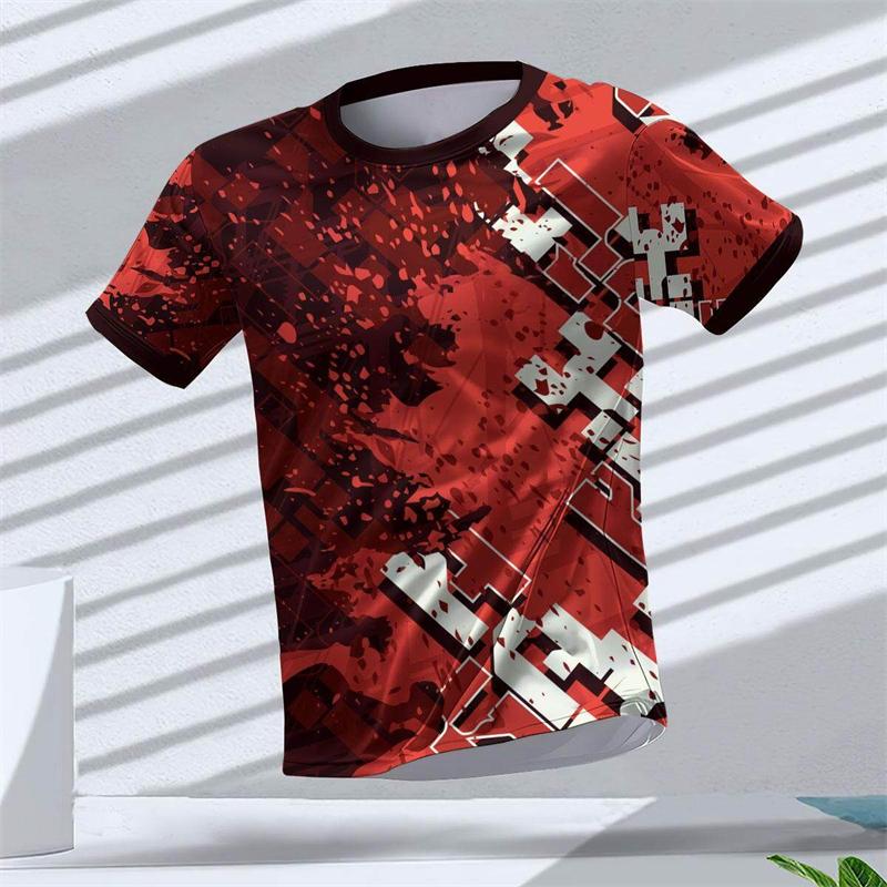 ForYourBeauty Eenvoudige Geometrische Grafische 3D Geprinte Sport T-shirts Zomer Mode Hardlopen Tafeltennis T-shirts Los Ademend Heren T-shirts Tops 6XL