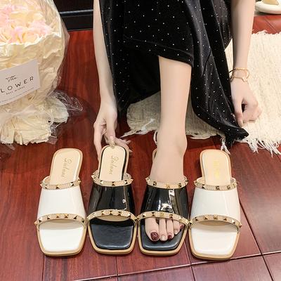 Fashion Shoes Big Size Slippers Casual Slides Rivet Slipers Women Luxury Soft Flat 2025 Fashion Rivet Slippers Soft Flat Shoes Female Lu