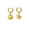 Starfish Shell Ear Cuff: European & American Fashion, Versatile Beach Vacation, Retro High-End Titanium Steel Women's Earrings.