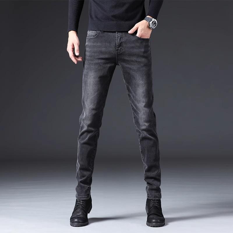 

High-End Slim Fit Straight-Leg Jeans for Men, Four Seasons New Premium Light Luxury Trendy Brand Men s Casual Pants 28 сірий колір