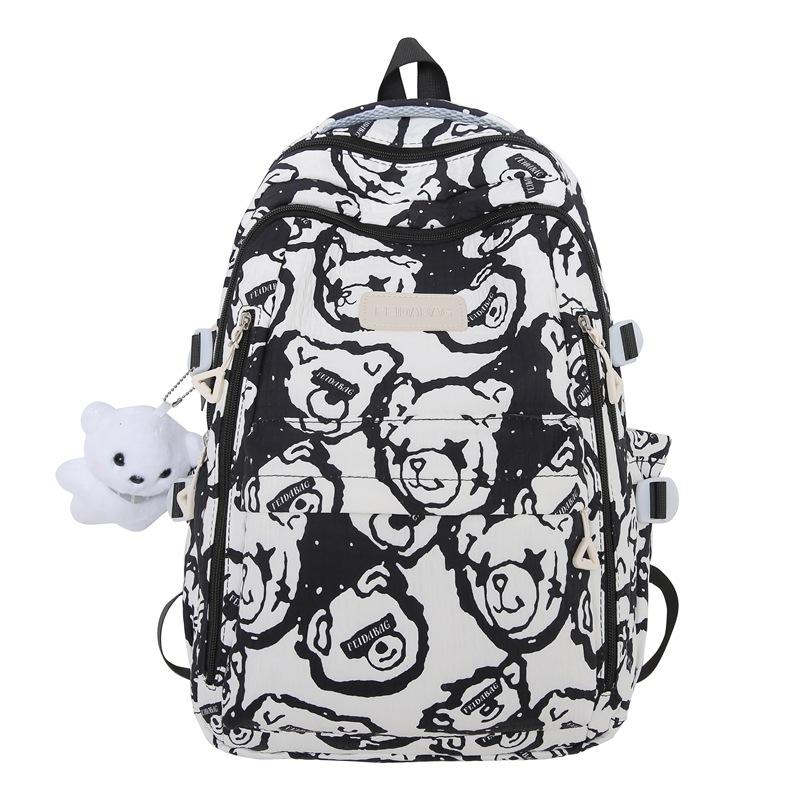 Schoolbag1011 new backpack bear printed schoolbag female junior high school students niche versatile backpack computer bag wholesale