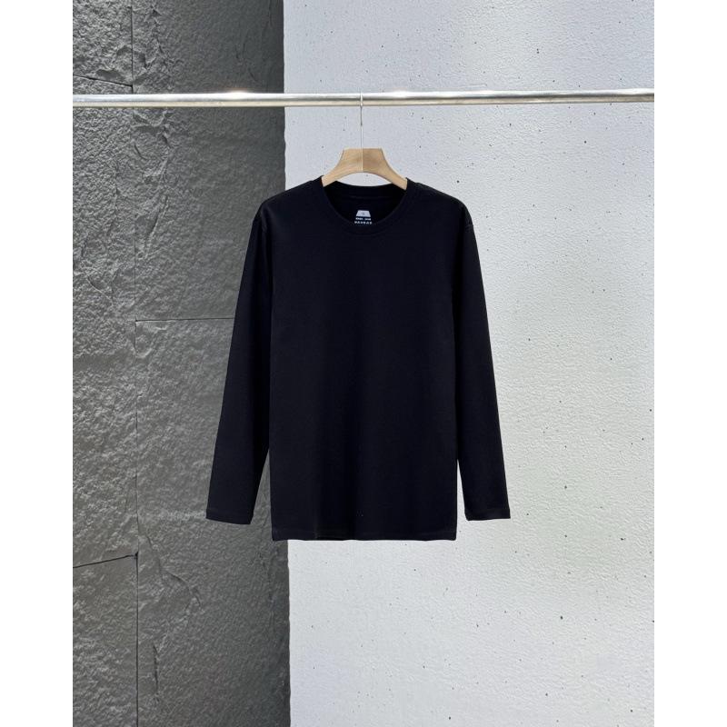 Men's Summer Stylish Round Neck Long Sleeve Cotton T-Shirt - Breathable, Comfortable, Solid Color