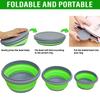 Collapsible Silicone Bowls 3-Pack Portable Food Container - Space-Saving Green Salad Bowls with Lids for Camping Travel Picnic and Outdoor Use
