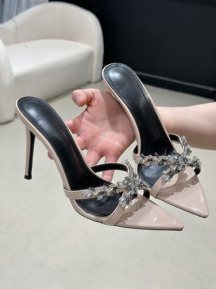 Pointed Rhinestone Slippers Women's 2025 Summer Royal Sister Sexy High Heels Beautiful High Heel Sandals