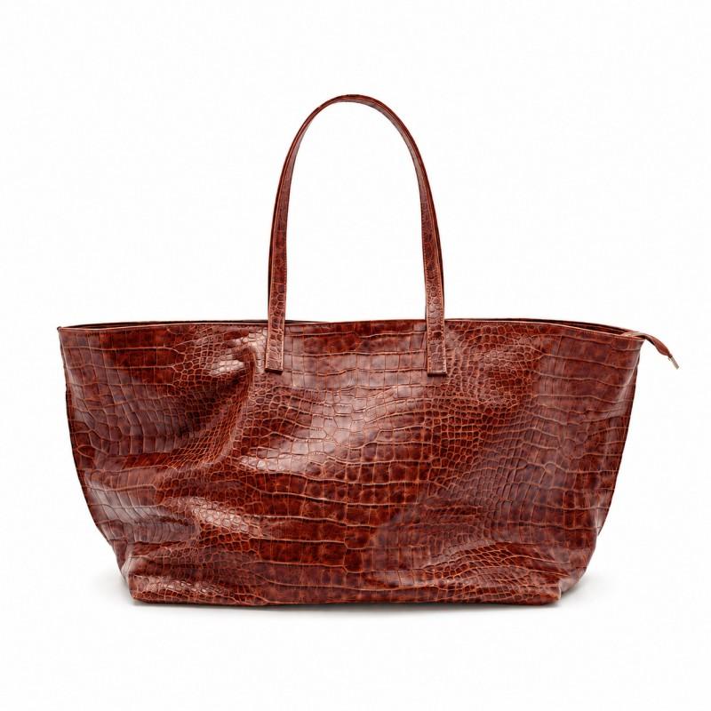 Large Vintage Crocodile Texture Tote Bag