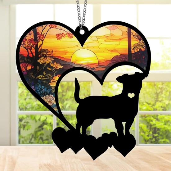 Pet Memorial Sun Catcher Dog Cat Suncatcher Pet Memorial Keepsake Stained Glass Style Hanging Decoration for Loss of Dog Sympathy Gift