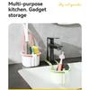 Hanging Sink Drain Basket Green Multifunctional Kitchen Sink Strainer Press Automatic Dumping Basket for Food Scraps Fruit Rinsing Sponge Stora