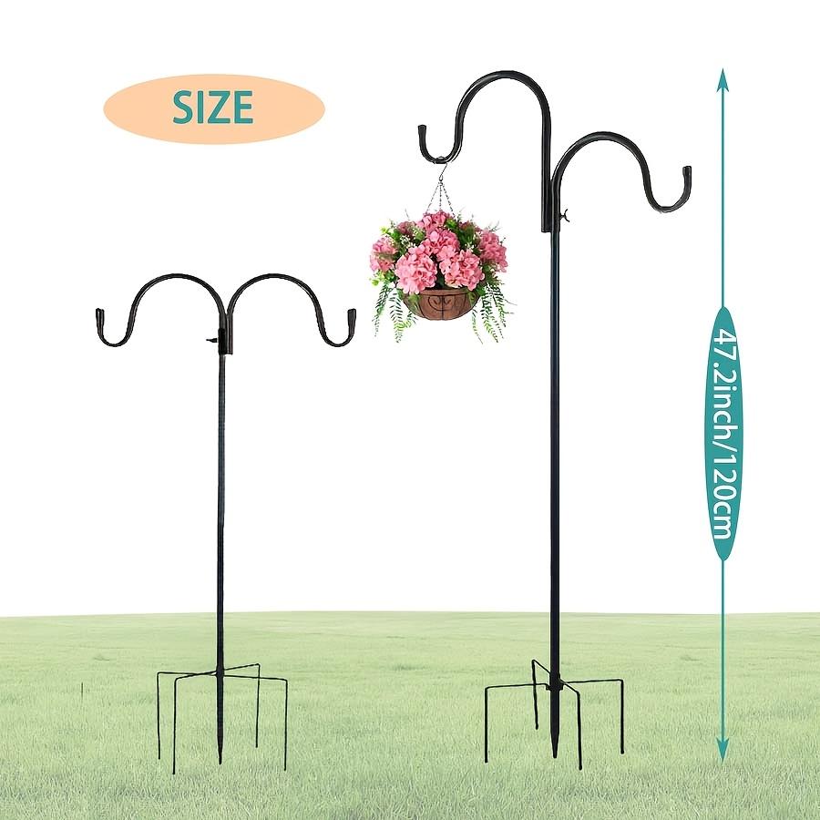 [Heavy Duty] Heavy Duty Garden Shepherd Hook | 5-Prong Base | Adjustable Bird Feeder Pole, Solar Light & Plant Hanger
