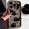 LZ11 cat Cute art design Silicone Phone Case for iPhone 11 13 14 15 16 Pro Max 7 8 16 Plus 12 mini XS Max XR Shockproof Back Cover
