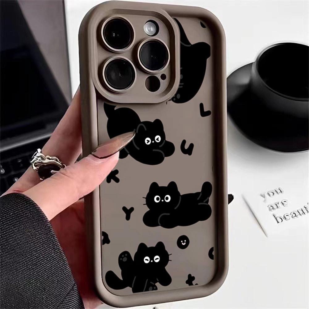 LZ11 cat Cute art design Silicone Phone Case for iPhone 11 13 14 15 16 Pro Max 7 8 16 Plus 12 mini XS Max XR Shockproof Back Cover