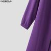 INCERUN Men Collarless Long Sleeve Open Front Long Hooded Cardigan Coats Windbreaker