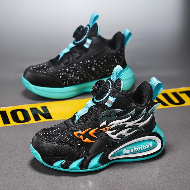 2025 Autumn/Winter Trendy Boys' Leather Basketball Shoes - Durable, Non-Slip, Soft Sole for Kids