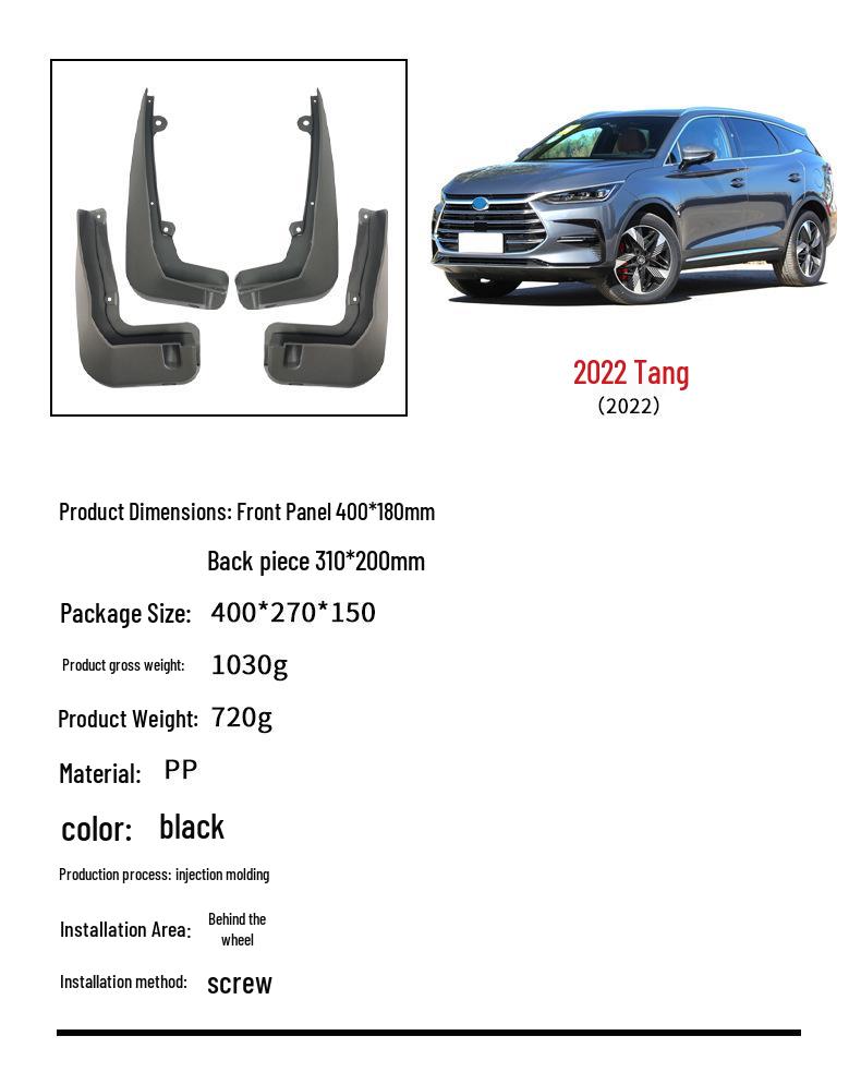 BYD Tang DM/EV Mudguard (2021-2025) - Soft Rubber PP Material