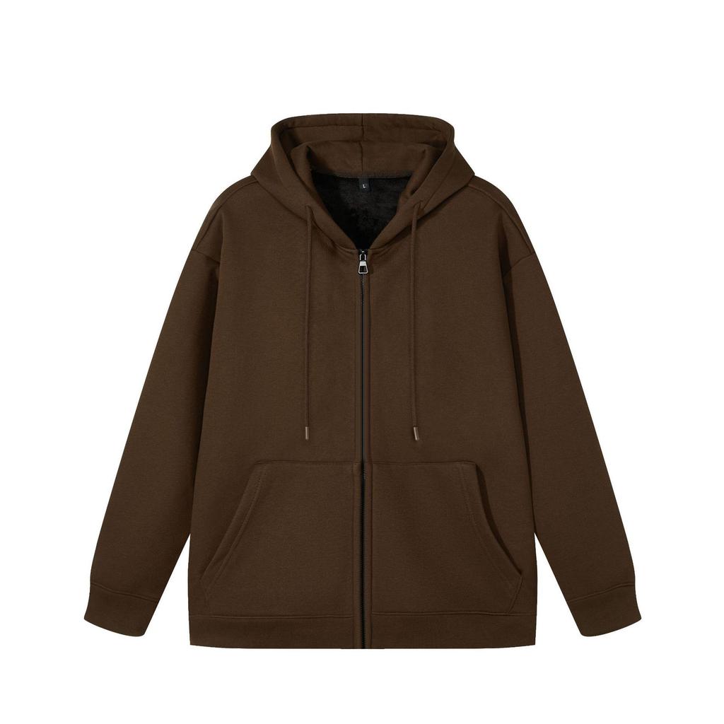 Women's Oversize Silver Fox Fur Hooded Zipper Sweatshirt, Thickened 500g for Autumn/Winter, Trendy Drop Shoulder Plus Velvet Jacket.