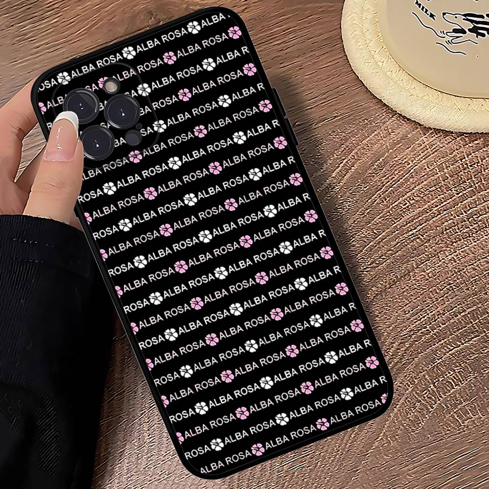 Fashion A-ALBA R-ROSA Phone Case For IPhone 17 16 15 14 13 12 11 Pro Max Plus Mini Silicone Black Cover