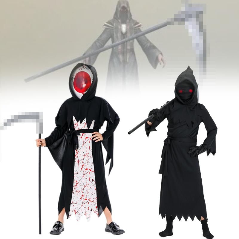 Grim Cosplay Reaper Costume Set Devil Death Performance Outfit Halloween Kids