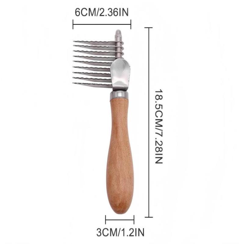 Dog And Cat Dematting Brush & Undercoat Rake, Professional Pet Dematting Comb With Wood Handle, Stainless Steel Deshedding Tool