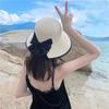 Women's Wide Brim Straw Hat with Bowknot Summer Straw Sun Hat Beach Vacation Sun Protection Hats for Outdoor Travel Photography