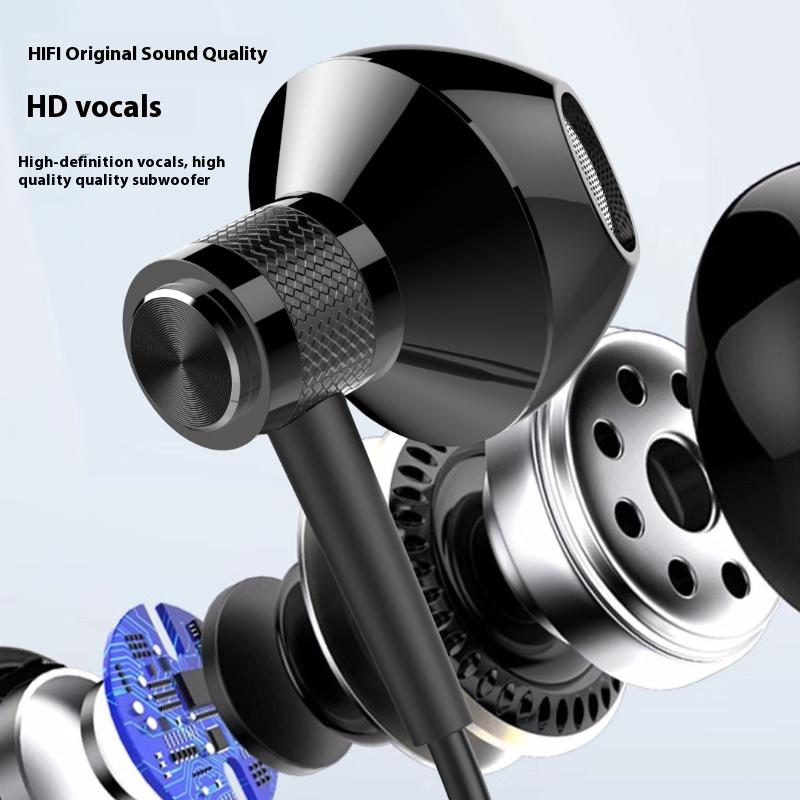 New mobile phone computer music earphones semi-in-ear metal wired e-sports heavy bass earplugs