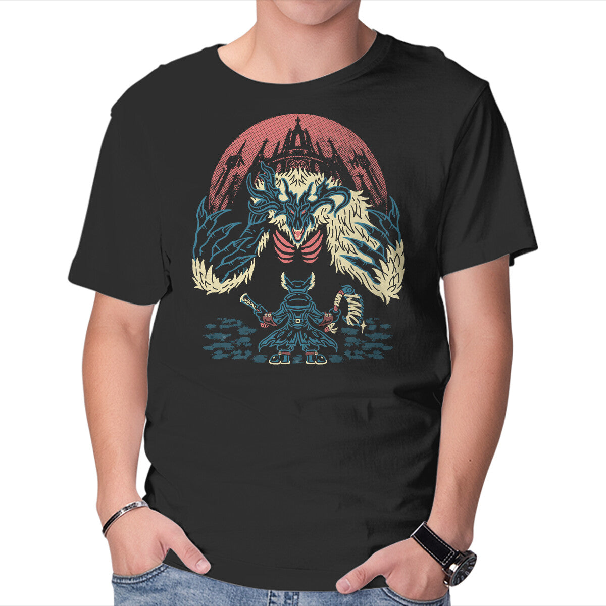 Unisex Crew Neck T-Shirt The Hunter And The Beast Graphic Short Sleeve Casual Tee XXL
