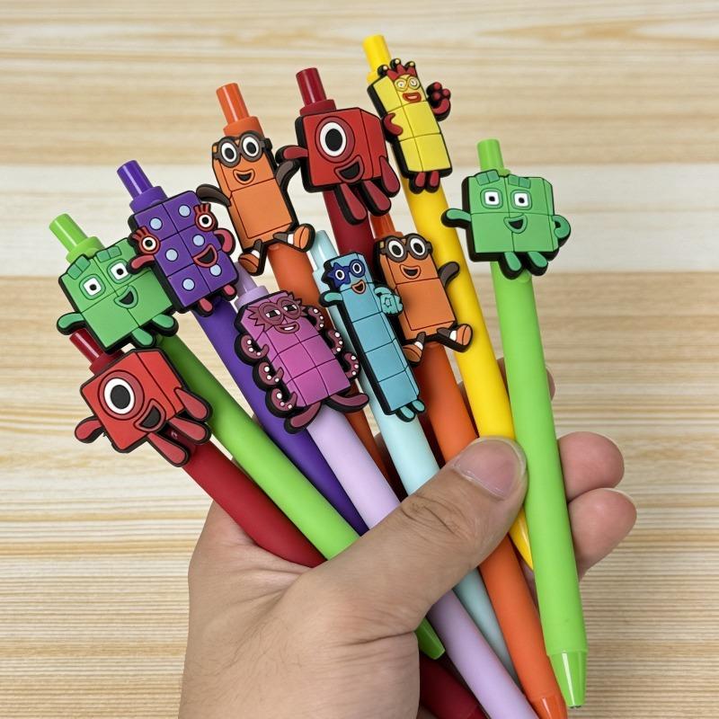 12 Stück Baustein-förmiger Kugelschreiber, Niedlicher Zahlen-Baustein-Stift, mit Schwarzer Tinte, Lustiges Kreatives Schreibwerkzeug, Neuartige Schreibware für Schüler,