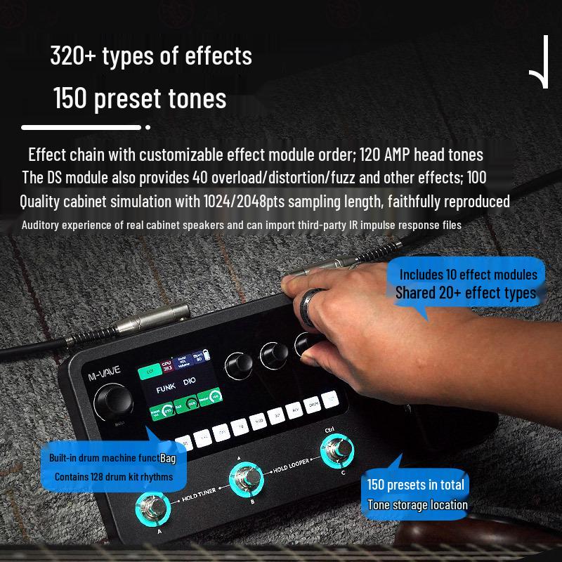 M-VAVE MK-20 Multi-Effektpedal: E-Gitarre, Bass-Loop, Soundkarte, Drum Machine.