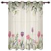 Spring Tulip Flower Plants Window Curtain Living Room Luxury Valance Curtain for Bedroom Home Kitchen Decor Curtain