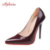 Móda Aphixta Nové 4,72palcové super vysoké jehlové podpatky lakovaná kůže dámské lodičky barevné oficiální boty se špičatou špičkou plus velká velikost 49 50