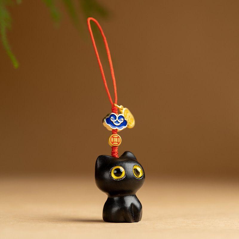 1Pc Wooden Cat Keychain Anime Cute Mobile Phone Chain Car Wooden Pendant Personality Creative Cute Keychain Accessories