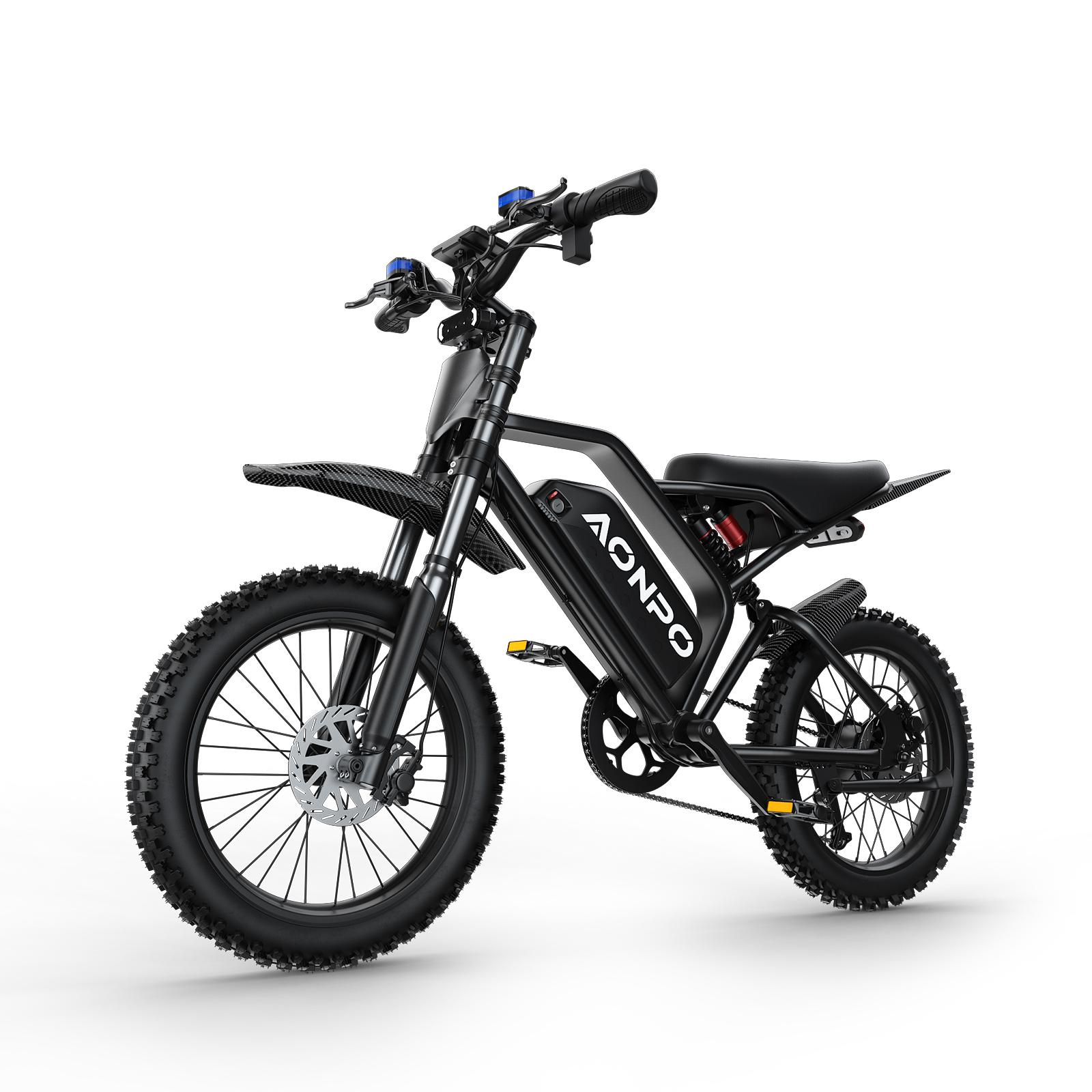 AONPO V21 Elektrisches Motorrad für Erwachsene – 52V 20Ah Abnehmbarer Akku, 17 ×4  Dicke Reifen schwarz