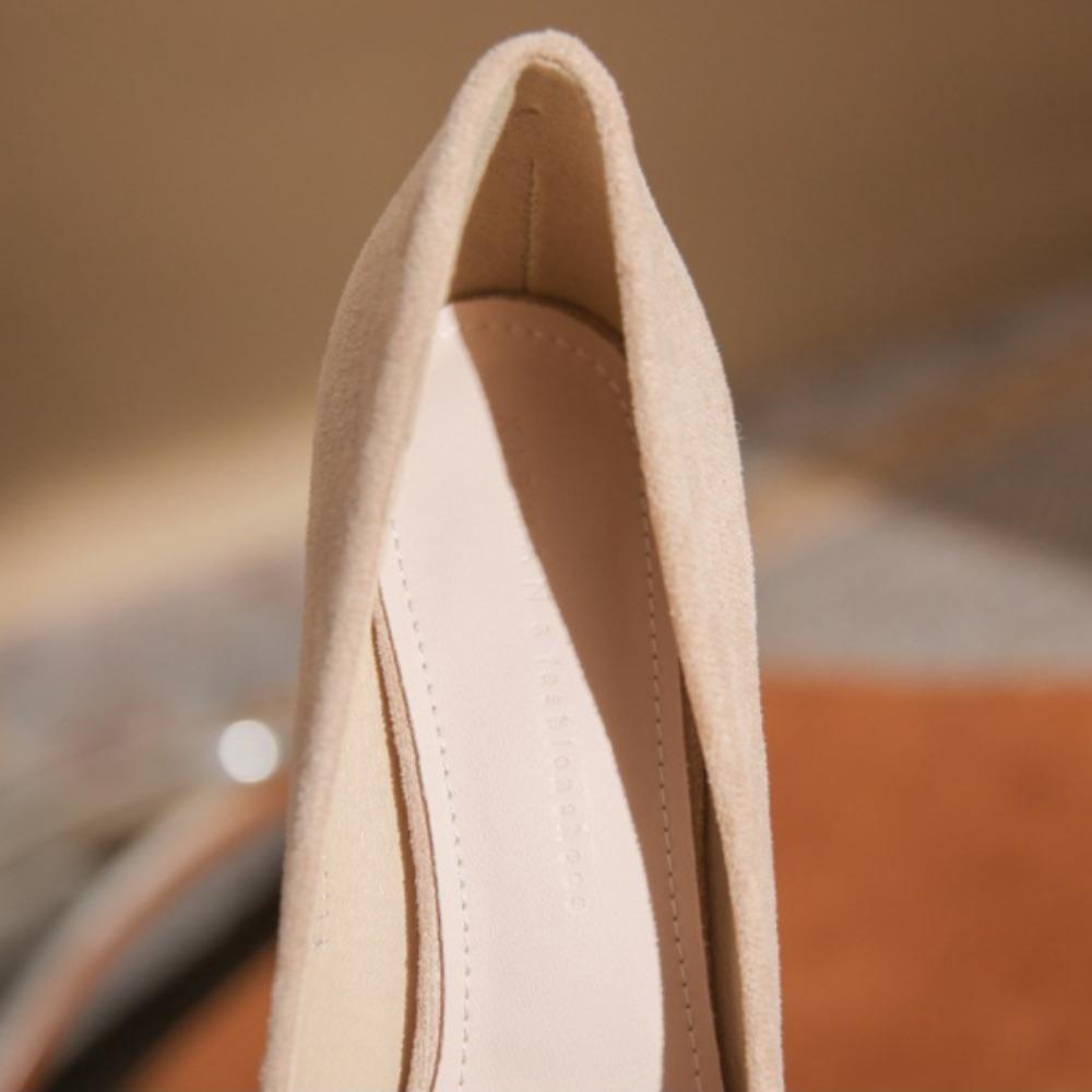 Women Heels Pointed Head Thin Heel Classic Women's Shoes Black Suede Apricot Versatile High Heels Single Shoes Women Pumps