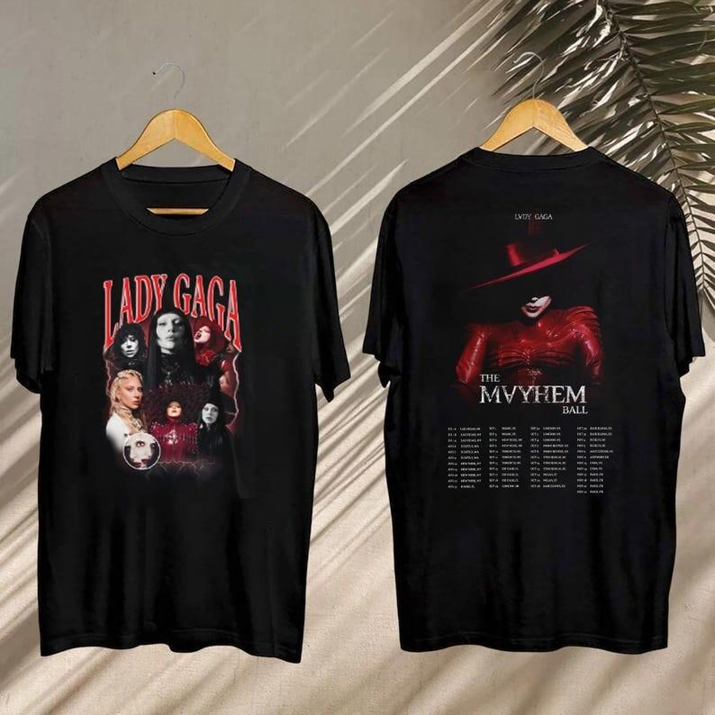 

Vintage Lady Gaga The Mayhem Ball Tour Shirt Music Tour Fan Tee Concert Merch Unisex T-Shirt XL