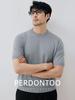 Warm Wool & Modal Men's Short Sleeve Sweater - Light Luxury Round Neck Knitwear for Spring and Autumn Commute