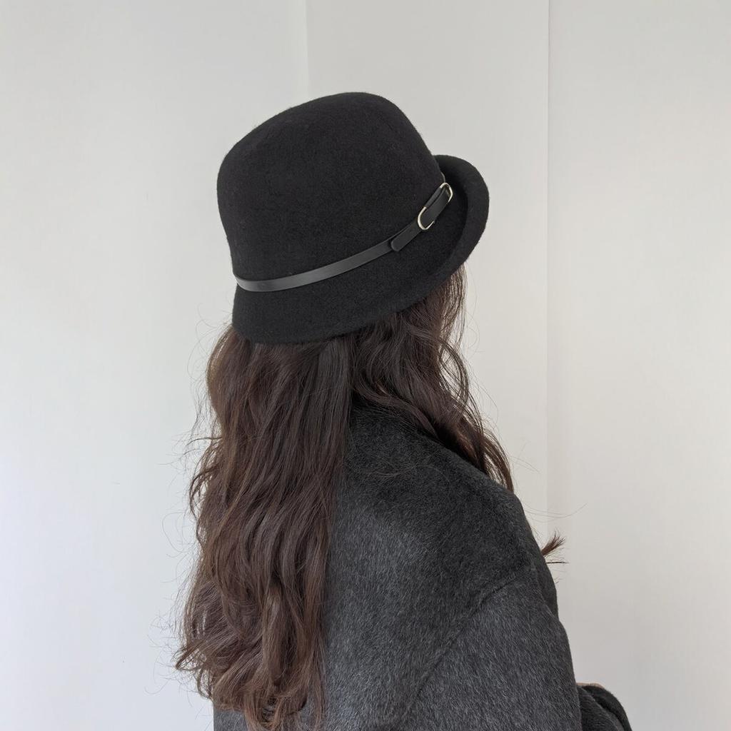High-quality wool woolen crimped top hat women's autumn and winter new Hepburn style retro fashion fisherman hat thermal basin hat