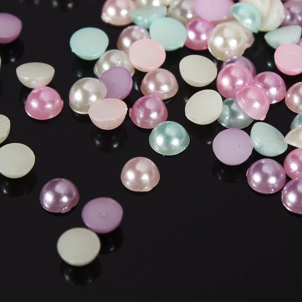 3000pcs New Mixed Color Half Pearl Round Bead Flat Back 4mm Scrapbook for Craft