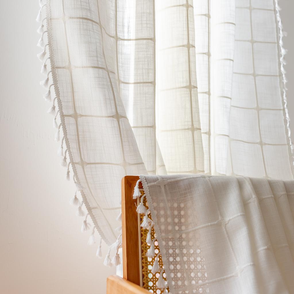 Curtain Finished Kitchen Bedroom Small Window Bay Window Half Curtain Privacy Decoration Gray Short Curtain